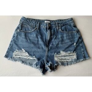Y2K 90s grunge skater emo Distressed 2 Inch High Rise Jean Shorts 14‎ streetwear